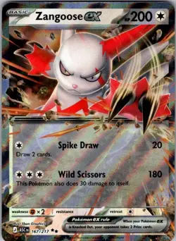 ZANGOOSE EX 167/217 ASCENDED HEROES HOLO POKEMON - Image 1