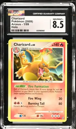 CGC 8.5 NM/MINT+ Charizard 1/99 Holo Arceus Pokemon Card - Image 1