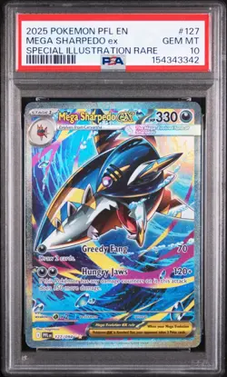 Mega Sharpedo ex 127/094 Pokemon Phantasmal Flames SIR Gem Mint PSA 10 - Image 1