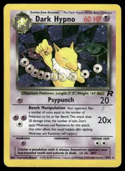 Dark Hypno 9/82 Rare Team Rocket Pokemon Unlimited Holo Heavily Played - Image 1