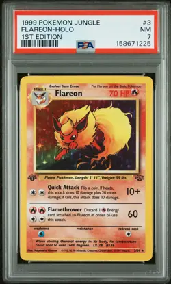1999 Pokemon Jungle 1st Edition 3 Flareon Holo PSA 7 158671225 - Image 1