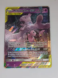 Mewtwo & Mew GX 71/236 Unified Minds Ultra Rare Holo TAG TEAM Pokemon Card - Image 1