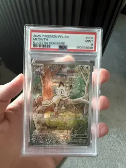 2025 Pokemon Phantasmal Flames 106/094 Meowth Illustration Rare PSA 9 Mint card - Image 1