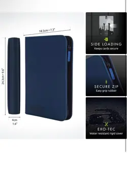 Vault X 4 Pocket Zip Binder 160 Cards Exo Tec Material 20 Side Loading blue - Image 4