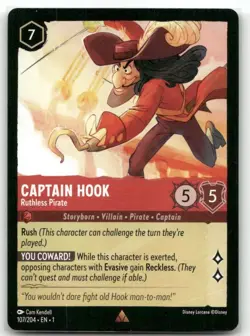 Captain Hook 107/204 Rare The First Chapter Disney Lorcana TCG - Image 1