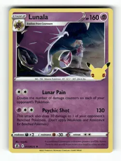 Lunala - 015/025 - Celebrations - Pokemon - Rare - Holo NM - Image 1