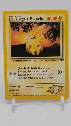 Pokemon Lt. Surge's Pikachu Common Regular Gym Challenge 84/132 40 HP Card - Image 1