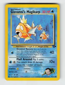 Giovanni's Magikarp 73/132 Unlimited Common Gym Challenge Pokemon 2000 LP - Image 1