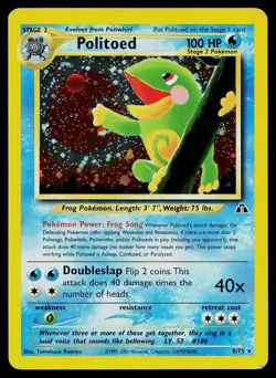 Pokemon Card Neo Discovery Politoed 8/75 Unlimited Holo Rare - Image 1