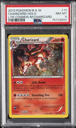 2013 POKEMON B&W LEGEND TREASURES COSMOS-MEGA CHARIZARD #19 CHARIZARD-HOLO PSA 8 - Image 1
