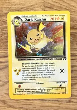 Pokemon Company Dark Raichu Team Rocket Holo Secret Rare 83/82 ENG Unlimited - Image 1
