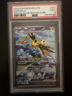 Pokemon TCG Zapdos ex 202/165 SV 151 SIR Holo English 2023 PSA 9 - Image 1