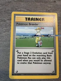 Pokemon Breeder 76/102 Rare Base Set Unlimited Pokemon MP - Image 3