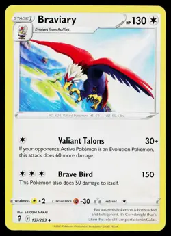 Braviary 137/203 Uncommon Evolving Skies Pokemon Near Mint - Image 1