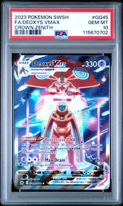 2023 POKEMON SWORD & SHIELD CROWN ZENITH #GG45 FULL ART/DEOXYS VMAX PSA 10 - Image 1