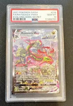 Pokemon TCG Rayquaza VMAX Alt Art Secret Rare 218/203 PSA 10 Evolving Skies - Image 3