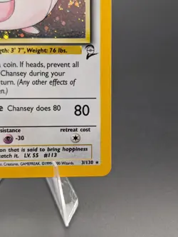 Chansey 3/130 Base Set 2 HP Pokemon 3/130 - Image 3