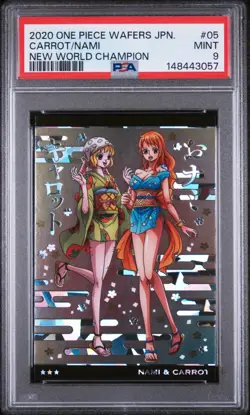 2020 ONE PIECE WAFERS JAPANESE NEW WORLD CHAMPION #05 CARROT / NAMI PSA 9 - Image 1