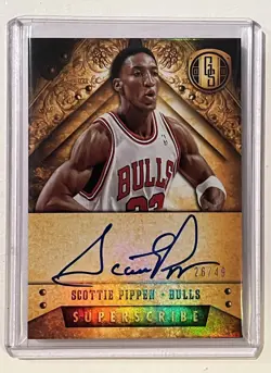 2013-14 Panini Gold Standard Scottie Pippen Superscribe On Card Auto Bulls 26/49 - Image 1