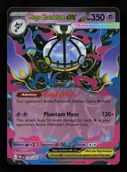 Mega Chandelure ex 038/084 Holo Double Rare Pitch Black Pokemon Card - Image 1