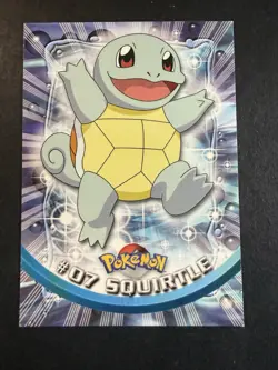 1999 TOPPS Squirtle 07 Pokemon Card Green Logo - Image 1