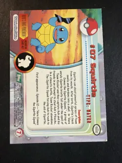 1999 TOPPS Squirtle 07 Pokemon Card Green Logo - Image 2