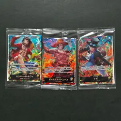 S4843 Set of 3 One Piece x Seven Eleven Luffy Sabo Ace Promo Cards Sealed YJ27 - Image 1