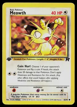 Pokemon Card - Meowth Team Rocket 62/82 1st Edition Common - Image 1
