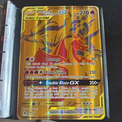 Pokemon Reshiram Charizard GX Full Art Gold Foil Card SM247 Ultra Rare. JUMBO! - Image 1