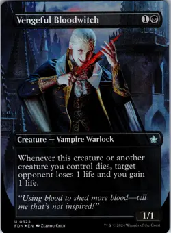Vengeful Bloodwitch (Borderless) 325 Foundations Magic: The Gathering Foil LP - Image 1