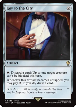 MTG magic 1x Key to the City SURGE FOIL (M/NM) Commander Final Fantasy - Image 1