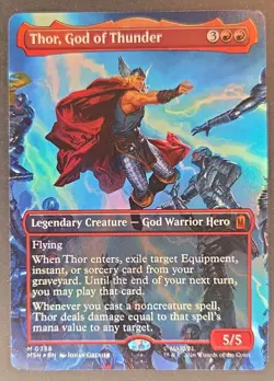 Thor God of Thunder | Marvel Super Heroes MSH | M0338 Borderless Foil MTG Magic - Image 1