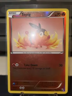 Tepig Pokemon TCG Black And White 16/114 Reverse Holo 2011 NM (holo Scratches) - Image 2