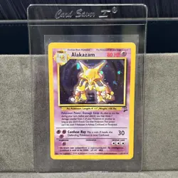 Pokemon Base Set 2 Alakazam Holo Rare 001/130 WOTC Vintage LP - Image 1
