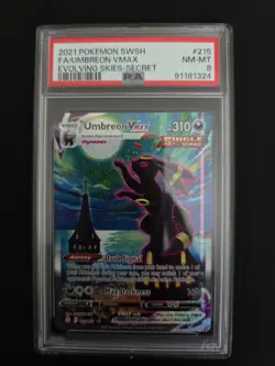 2021 POKEMON SWORD & SHIELD EVOLVING SKIES SECRET FULL ART/UMBREON VMAX PSA 8 - Image 3