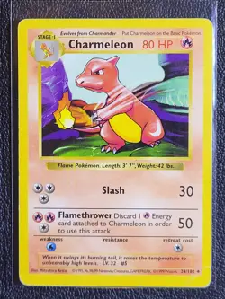 Pokemon TCG Charmeleon #24 Base Set Shadowless Fire Uncommon LP - Image 1