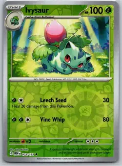 Ivysaur 002/165 Uncommon 151 Pokemon Reverse Holo Near Mint - Image 1