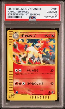 2001 POKEMON JAPANESE EXPEDITION 1ST EDITION #105 RAPIDASH-HOLO PSA 10 - Image 1