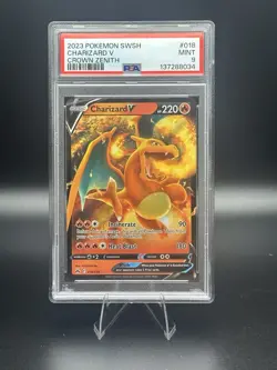 2023 Pokemon SWSH CHARIZARD V Crown Zenith 018/159 MINT PSA 9 - Image 1