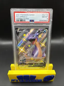 2021 POKEMON SWSH SHINING FATES #SV110 FULL ART/LAPRAS V SHINY VAULT PSA 8 - Image 1