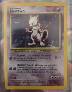 Pokemon TCG Mewtwo 10/102 Base Set Holo Rare Unlimited HP - Image 1