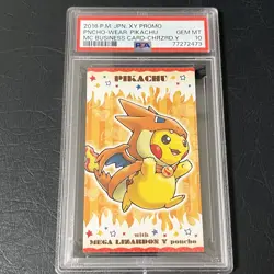 2016 Pokemon Japanese XY Promo Business Card Poncho Pikachu Charizard Y PSA 10 - Image 1