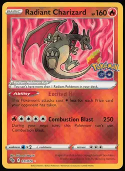 Radiant Charizard 011/078 Radiant Rare Pokemon GO Pokemon NM - Image 1
