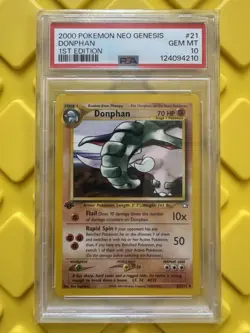 2000 Pokemon Neo Genesis 1st Edition Donphan Holo #21 PSA 10 GEM MINT - Image 1