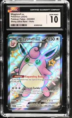 CGC 10 Wigglytuff EX 222/091 Paldean Fates SHINY ULTRA RARE HOLO Gem Mint - Image 1