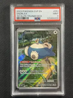 Pokemon Cards PSA 9 Mint Snorlax ETB Promo 151 S&V Ultra Rare #051 - Image 1