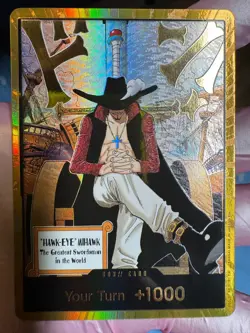 One Piece DON!! Card “HAWK-EYE” MIHAWK Gold Foil – Bandai Japan – Near Mint - Image 1