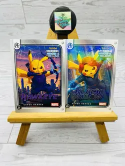 Pikachu as Cosplay Marvel Black Widow & Hawkeye Non- Pokemon Fan Art Card - Image 1