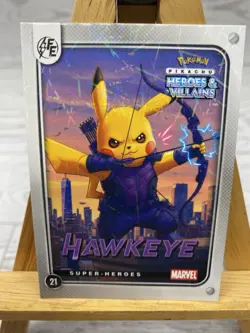 Pikachu as Cosplay Marvel Black Widow & Hawkeye Non- Pokemon Fan Art Card - Image 2