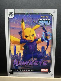 Pikachu as Cosplay Marvel Black Widow & Hawkeye Non- Pokemon Fan Art Card - Image 5